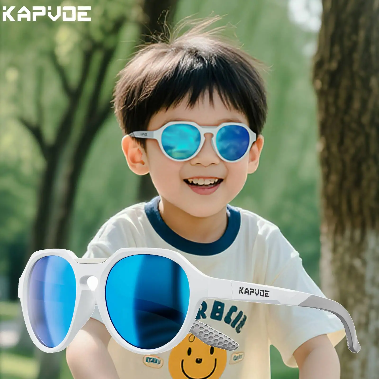 Kapvoe Kinder-Sonnenbrille, Fahrrad, Baseball, Laufen, 3–14 Jahre, Jungen- und Mädchenbrille, Radfahren, Sport, Reiten, UV400, Fahrradbrille, Sport