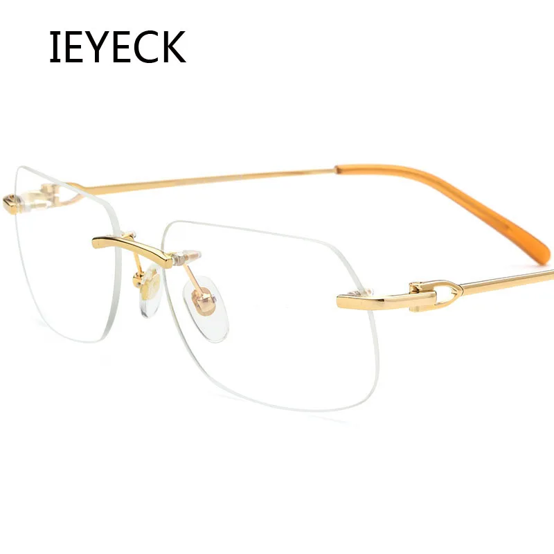 

IEYECK Высококачественная титановая оправа для очков, мужские брендовые дизайнерские квадратные очки без оправы, сверхлегкие высококачественные очки