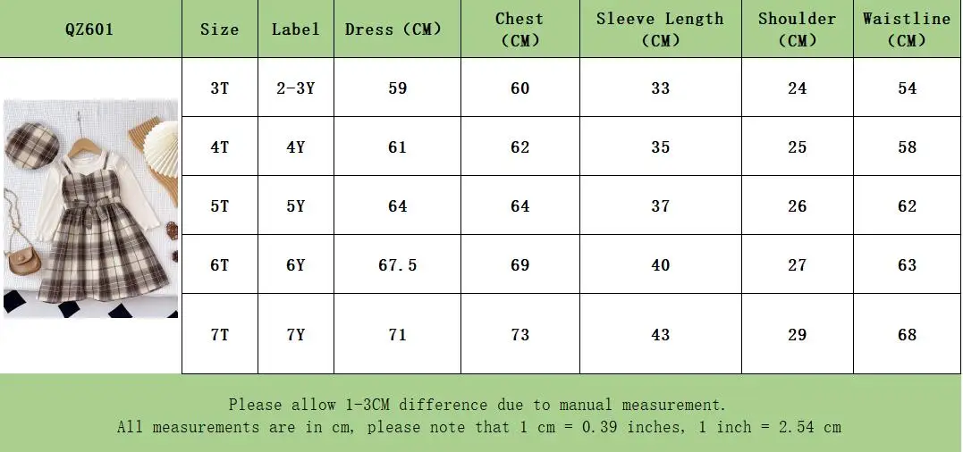 Koreanische Version Langarm-shirt Gefälschte Zwei-stück mit Gürtel + Print Hut Outfits 3-7 Jahre Alt Herbst neue Plaid Mädchen Casual Kleider – Detail 1