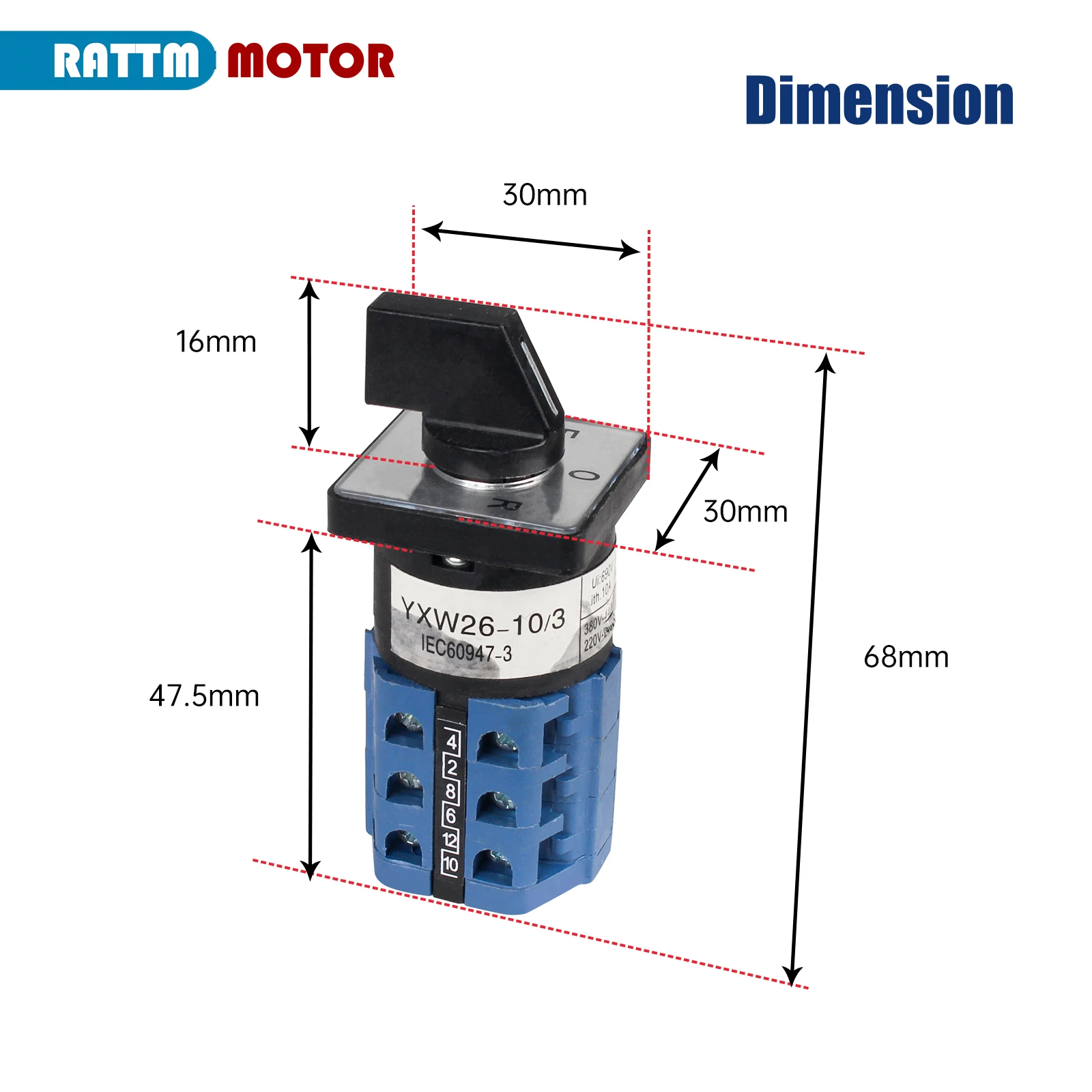 Mini Lathe Accessories Part Motor Forward Off Reverse Switching YXW26-10/3 Rotary Cam Switches