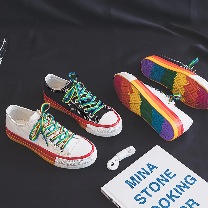 Fashion Colorful Women's Canvas Shoes Comfortable Low-Cut Women Skateboarding Sneakers Lace-Up Flat Shoes Woman zapatillas mujer