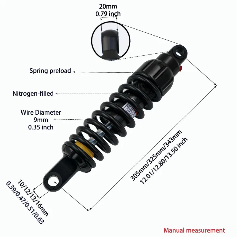 305mm 325mm 343mm Heavy-Duty Motorcycle parts Rear Shocks  for Harley Davidson Sportster Street Road 750 Sportster