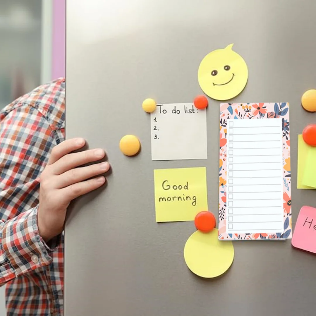 1 Stück magnetischer Kühlschrank-Notizblock mit Blumenmuster, tragbarer magnetischer Notizblock zum Abreißen, Einkaufsliste, Planer für Zuhause, Küche, Büro – Detail 3