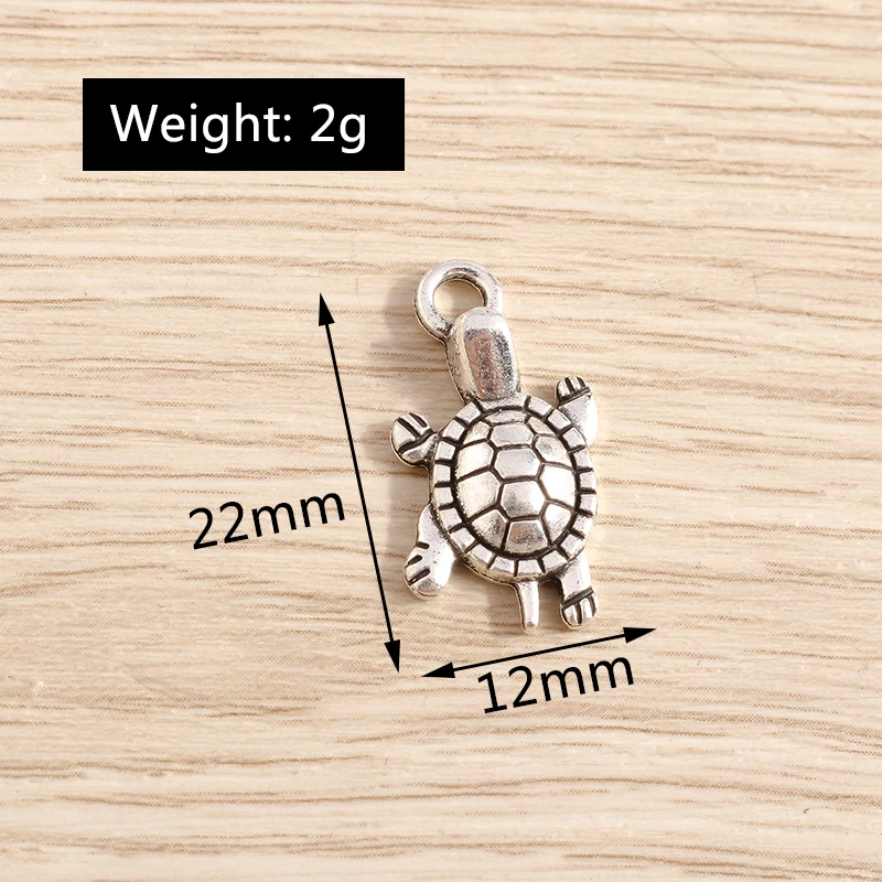 15 Stück 12x22mm Cartoon-Legierungs-Schildkröten-Anhänger für die Herstellung von Ohrringen, Halsketten, Armbändern, DIY-Bastelarbeiten und Schmuckzubehör – Detail 1