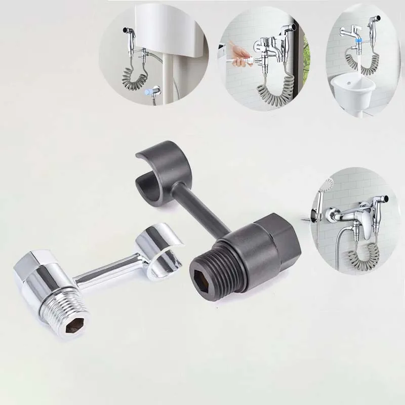 Handheld Shower Head Holder Adjustable Bracket Universal Punch Free Bathroom Sprayer Bidet Holder 360° Rotation Nozzle Support