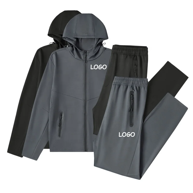 

Спортивный костюм с логотипом из полиэстера, спортивные спортивные костюмы, спортивная одежда на молнии, повседневные спортивные бегуны, мужской спортивный костюм, комплект