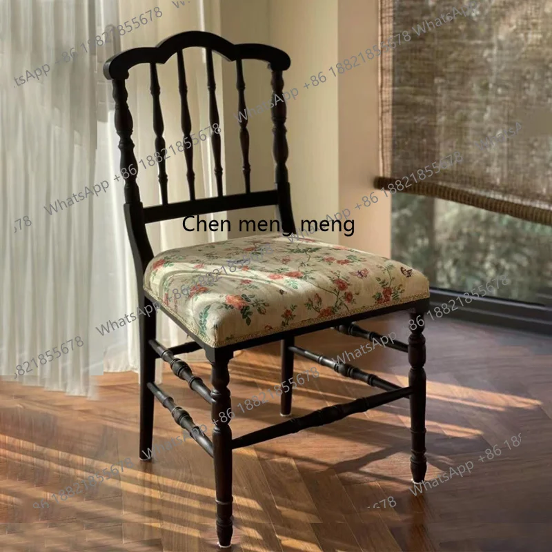 

French retro solid wood dining chair American soft bag chair dresser back chair can be customized