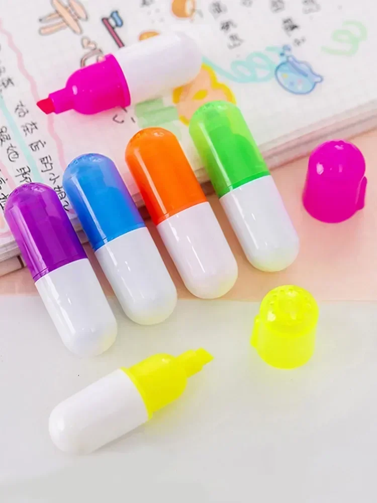 1/6pcs set Creative Pill Shape Mini Colorful Candy Color Highlighters Promotional Markers Gift Stationery Color Pen