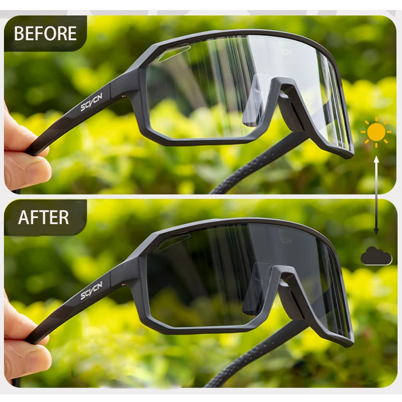 Photochromic Men\'s UV400 Cycling Sunglasses Women Sports Running Eyewear for Men Glasses Road Mountain Bike Bicycle Goggles