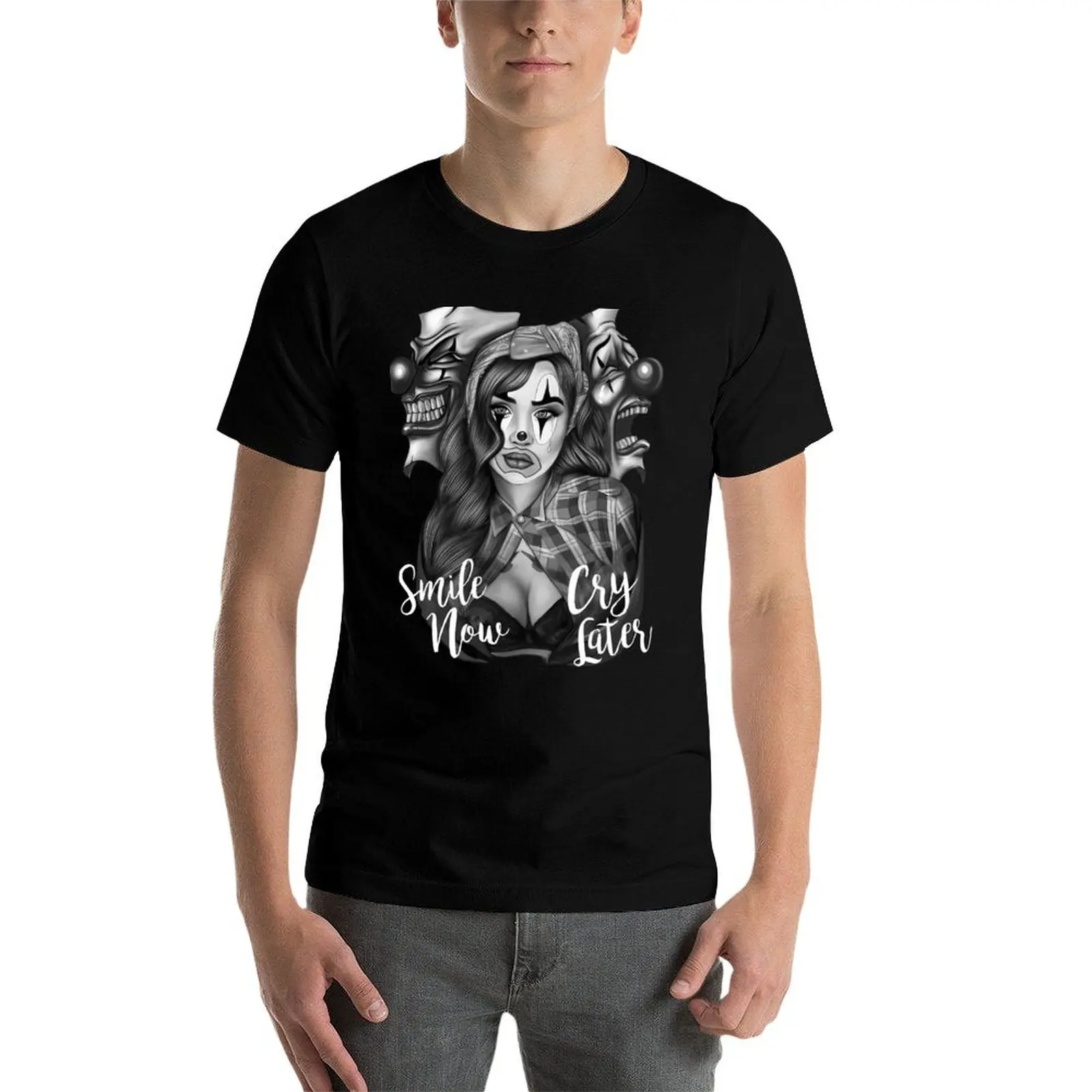 Smile Now Cry Later art T-Shirt Summer Holiday Casual Tee view 3