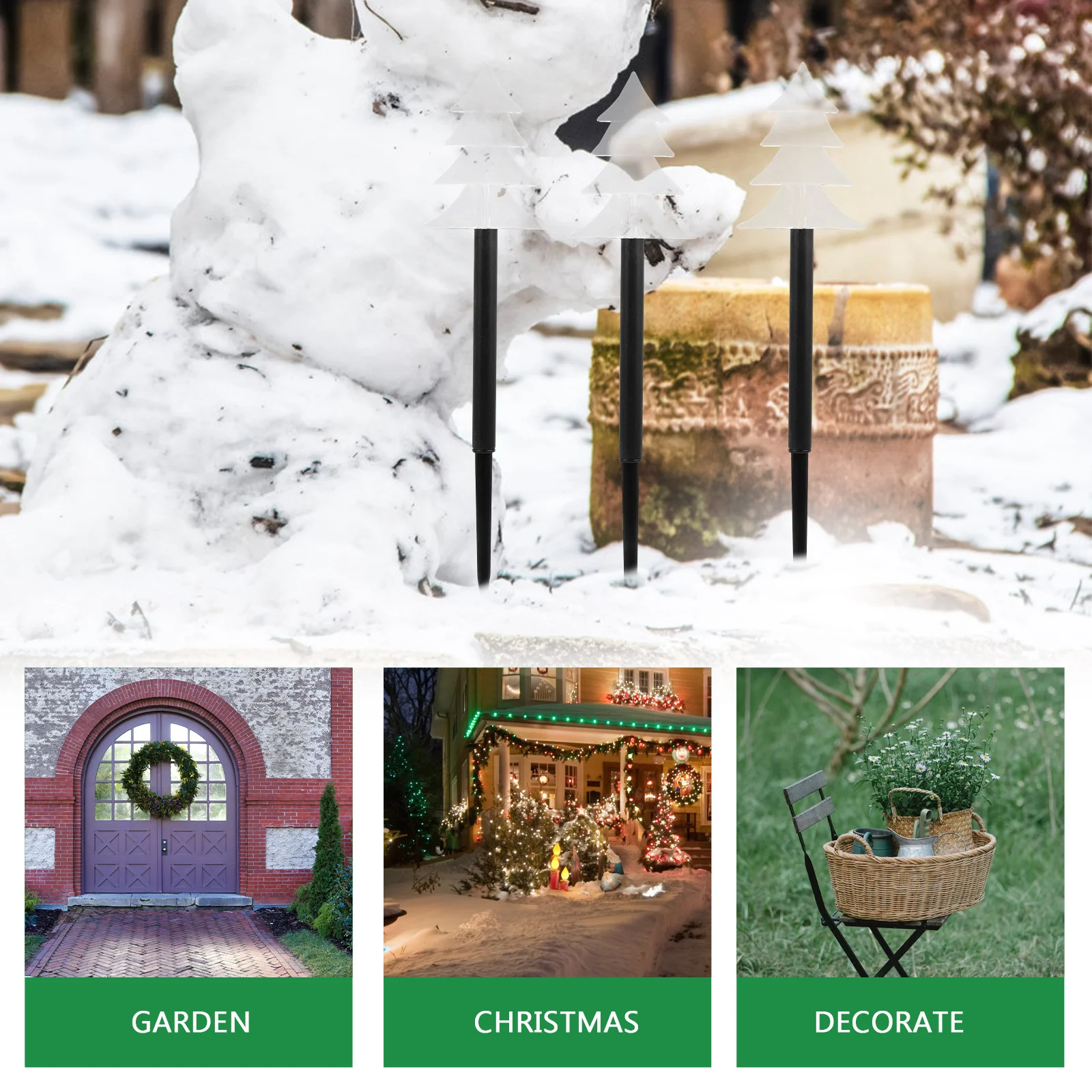 5 قطعة شجرة عيد الميلاد إكسسوارات مضيئة الإبداعية الشمسية مصباح الديكورات في الهواء الطلق الحديقة عطلة ضوء زينة ملحقات المصابيح الشمسية #1