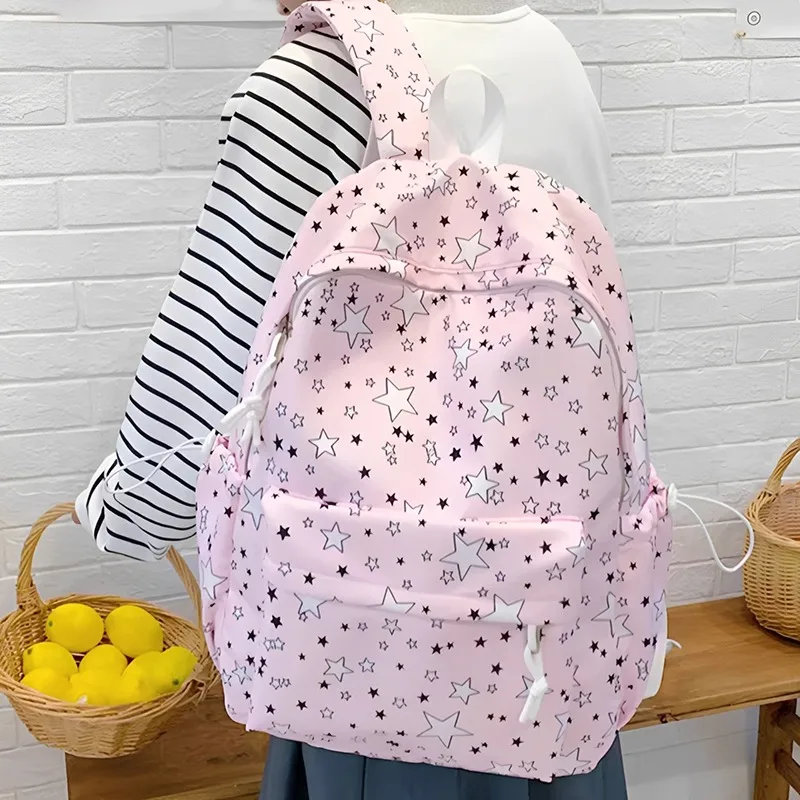 Koreanischer Sternenhimmel-Rucksack für Damen, große Kapazität, Schultaschen für Studenten, leichte, langlebige Nylon-Reiserucksäcke mit mehreren Fächern