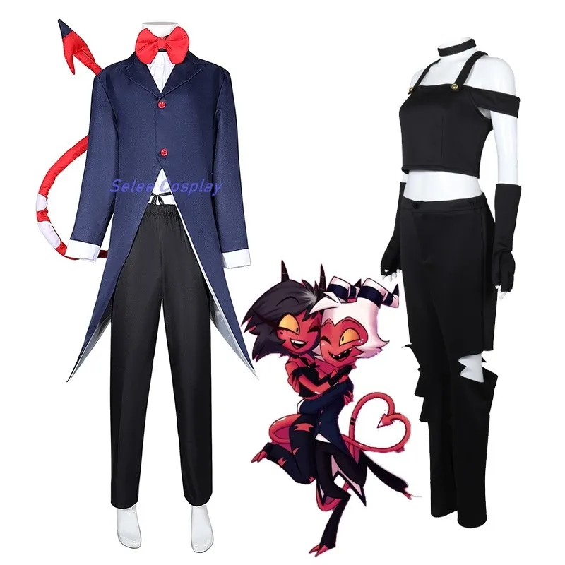 

Anime Hellvua Moxxie Mille Cosplay Boss Couple Costume IMP Uniforms Demon Devil Tail Outfit Cosplay Clothes Halloween Party Suit