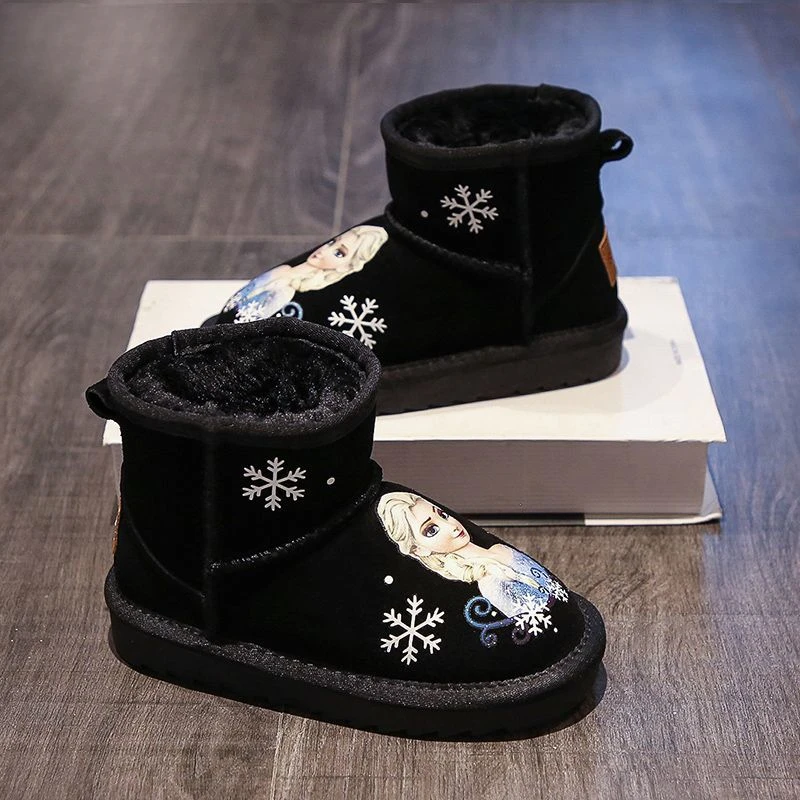 Disney girls snow boots frozen elsa winter plush warm anti-skid casual shoes Thickened baby rain boots