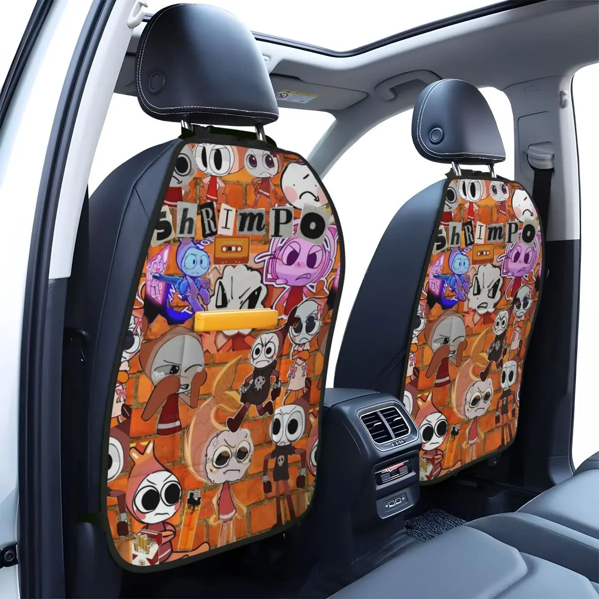 

Dandy's World 2Pcs Car Seat Back Protector Pad with Anti Kick Mat Multi-Pocket Storage Bag for Kids Baby
