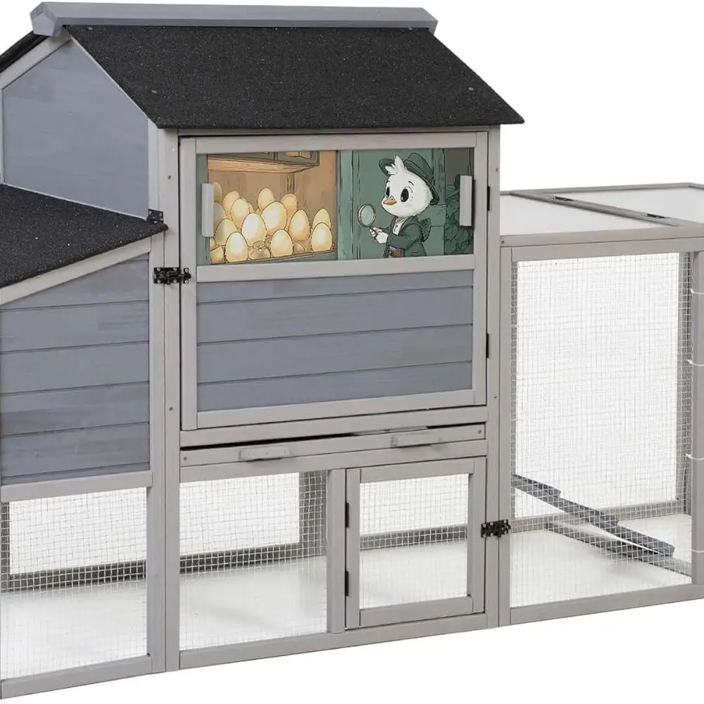 

Большой деревянный курятник и клетка для кроликов на 82 головы с колесами, крышей, пандусом, открывающимся верхом, дверью, окном, выдвижным поддоном, для использования в помещении