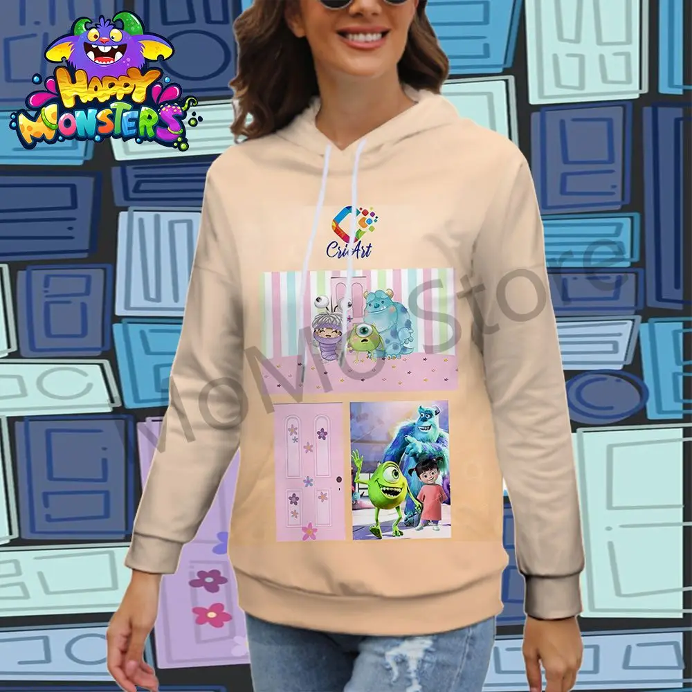 Disney Monsters Inc. Men's Women's Hoodies Leisure Y2k Pullovers S-3XL Lovely Long Sleeve New Black Hoodie Ladies Fashion Kawaii