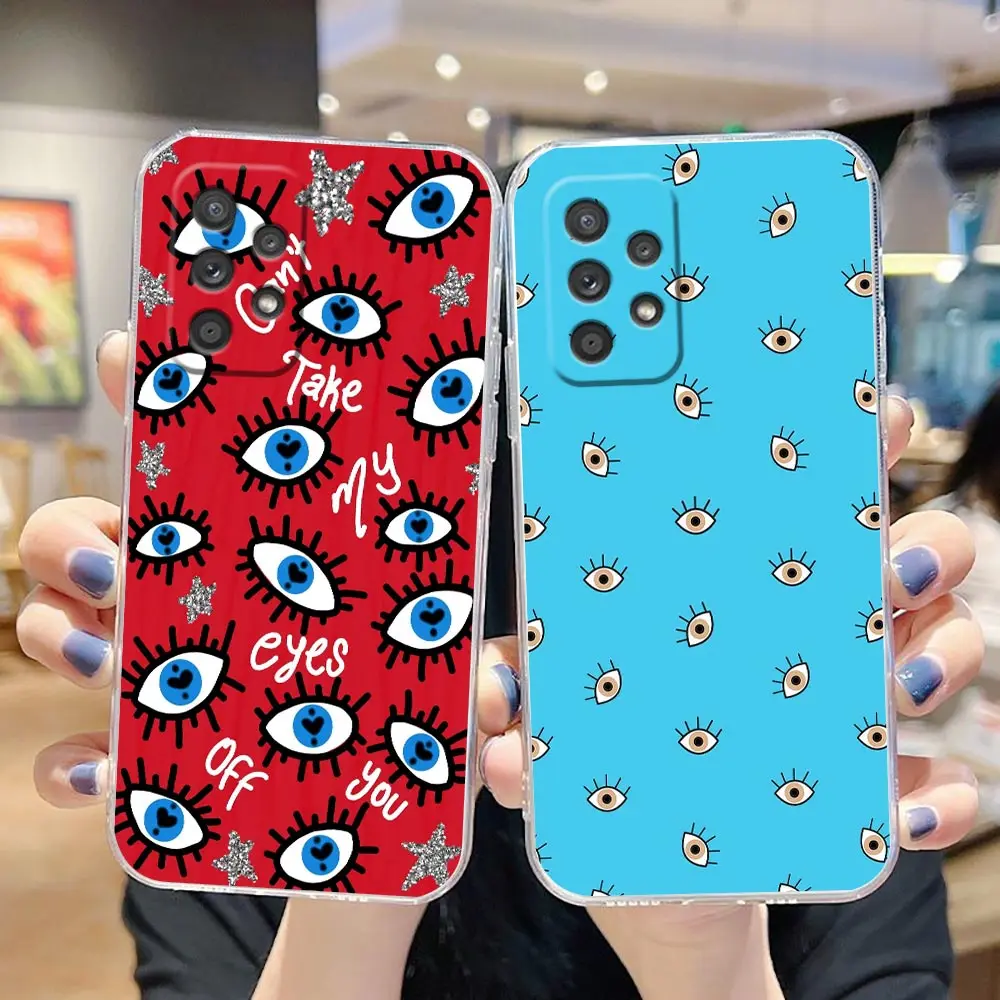 

Clear Phone Case For Samsung A13 A20 A20S A21S A22 A23 A31 A32 A42 A51 A52 A53 A71 4G 5G Case Funny Turkish Lucky Blue Evil Eye