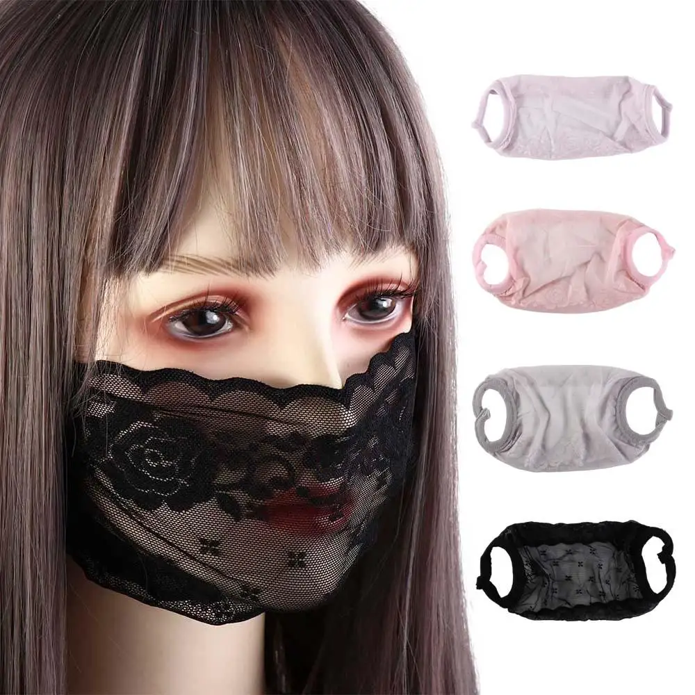 

Fashion Windproof Outdoor Mask For Women UV Protection Hiking Hanging Ear Face Cover Lace Mask Sunscreen Mask Face Shield