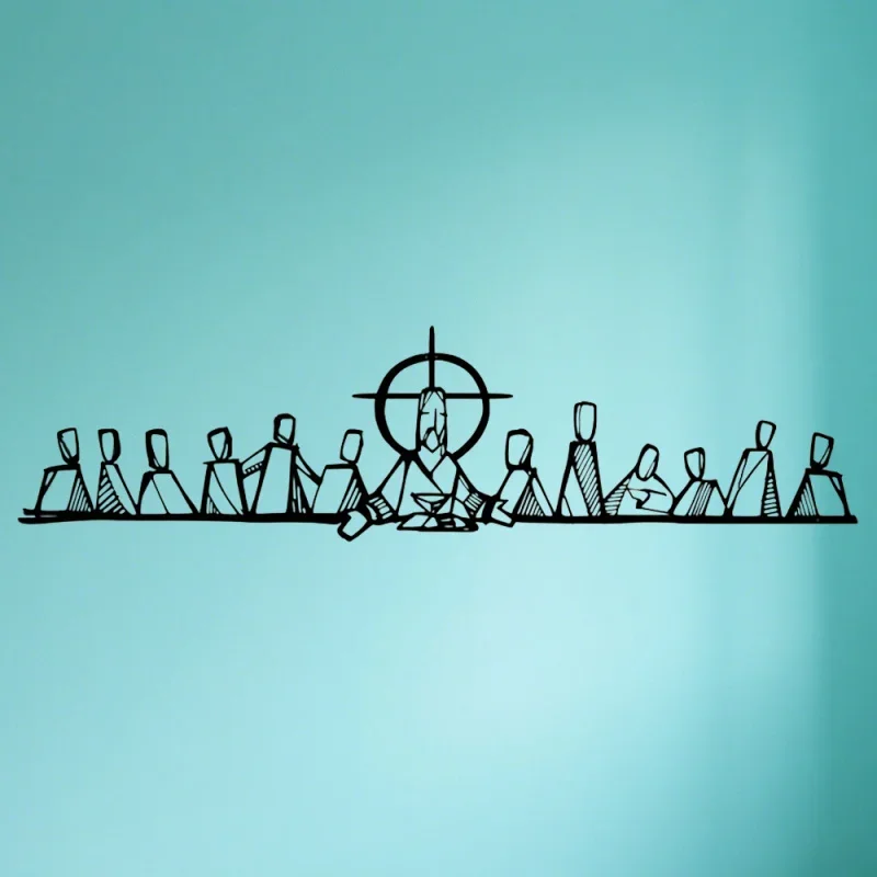 Christian Home Decor Metal Wall Art - Inspirational Last Supper Black Silhouette Living Room Hanging Artwork