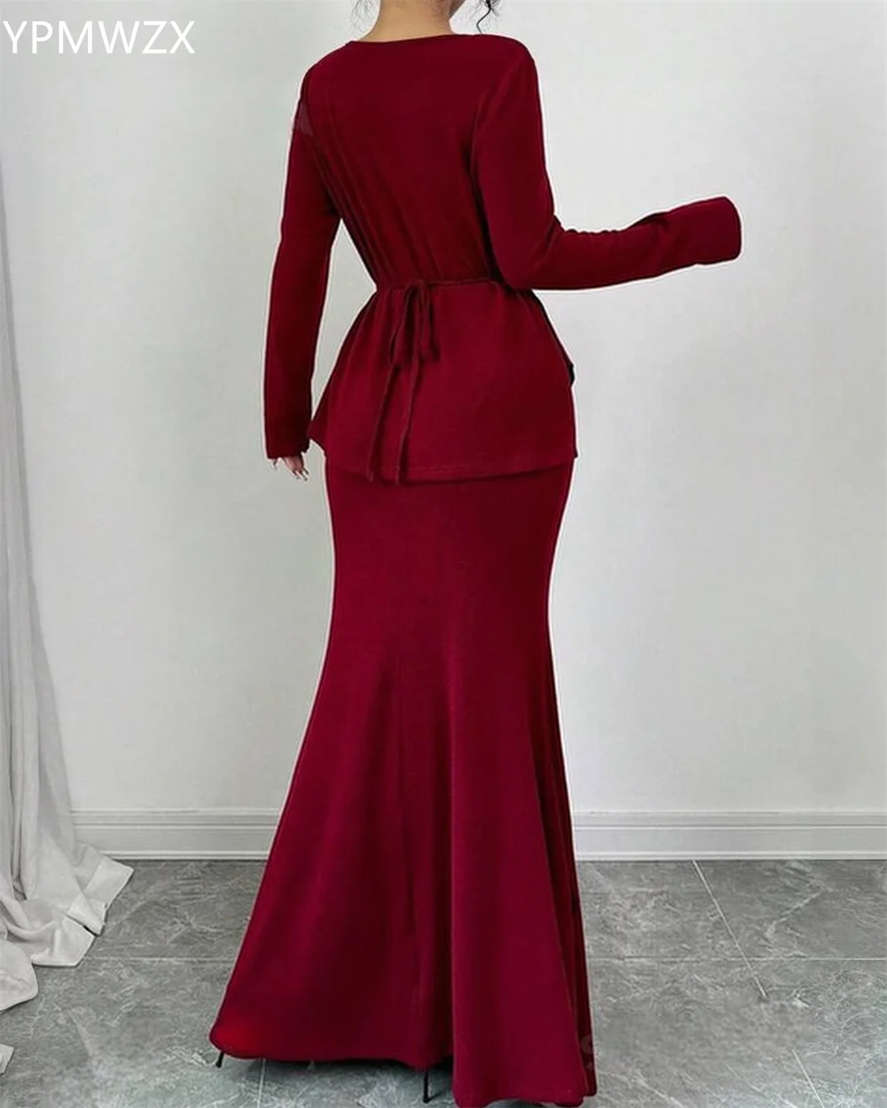 YPMWZX-Robe de Bal Personnalisée pour Femme, Tenue de Soirée Formelle, Sirène, Longueur au Sol, Jupe Drapée, Fleur 3D, Occas sur Mesure