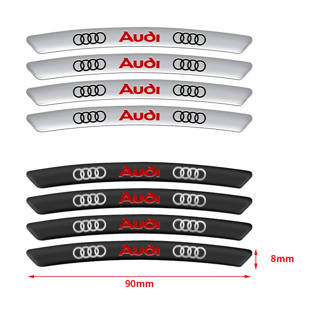 4pcs Aluminum Logo Car Wheel Rim Hub Sticker Car Decoration For Audi A3 A4 A5 A6 b6 b7 b9 8p 8v b8 c7 Quattro TT R8 Q5 A7 A8 S7