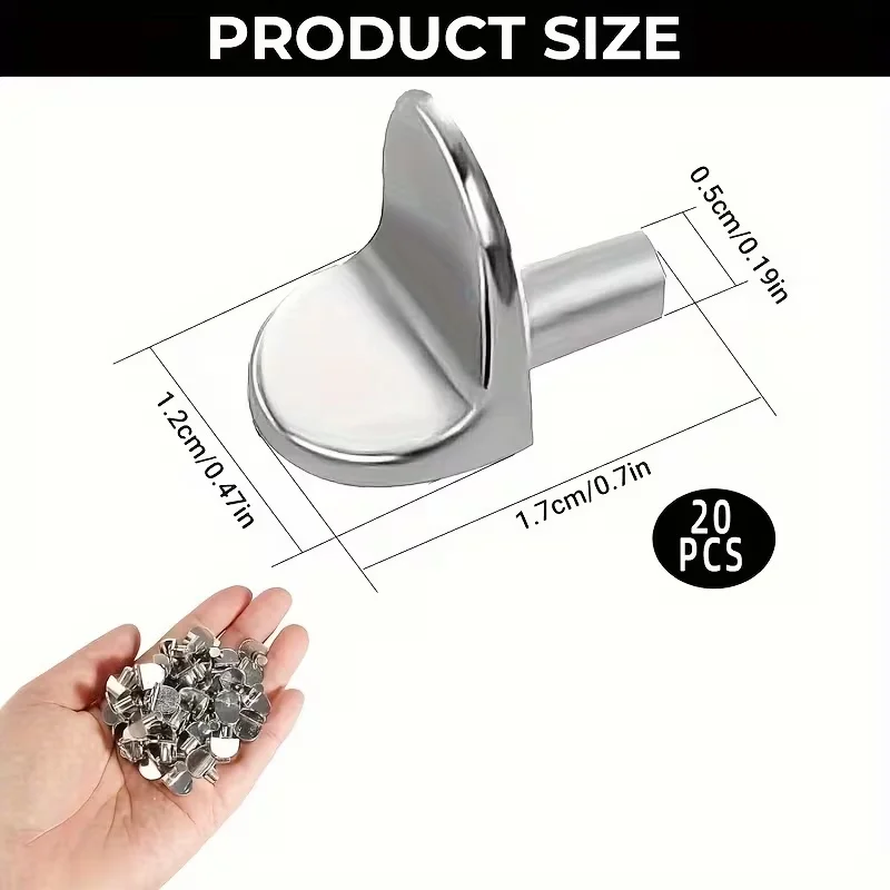20pcs L-Shaped Shelf Support Studs (5mm) - Fix Wooden/Glass Boards in Cabinets, Ideal Furniture Bracket Holders