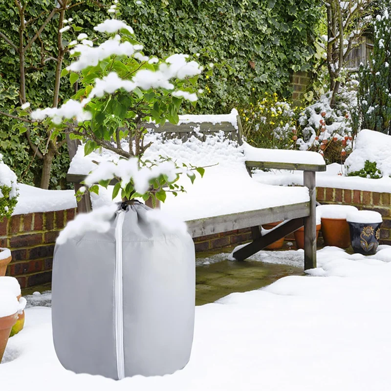 2PCS Plant Winter Protection Pot - 17.7x19.6Inch Flower Pot Protection Bag - Plant Cover with Drawstring and Zipper-ABHG - view 5