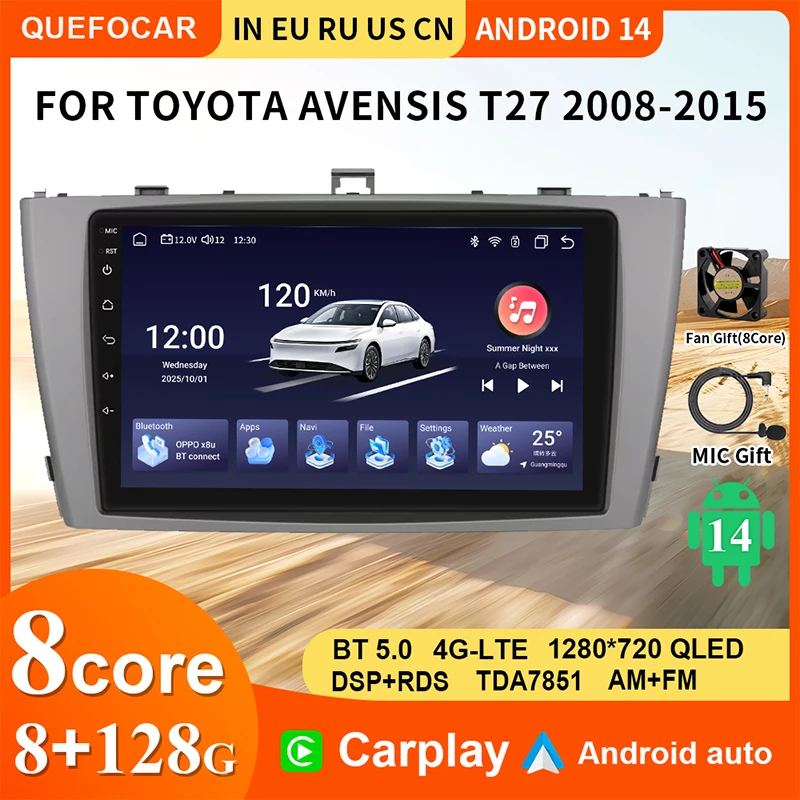

9-inch 7862 smart screen Android car radio multimedia video player for Toyota Avensis T27 2008 - 2015 GPS Carplay Auto 4G RDS