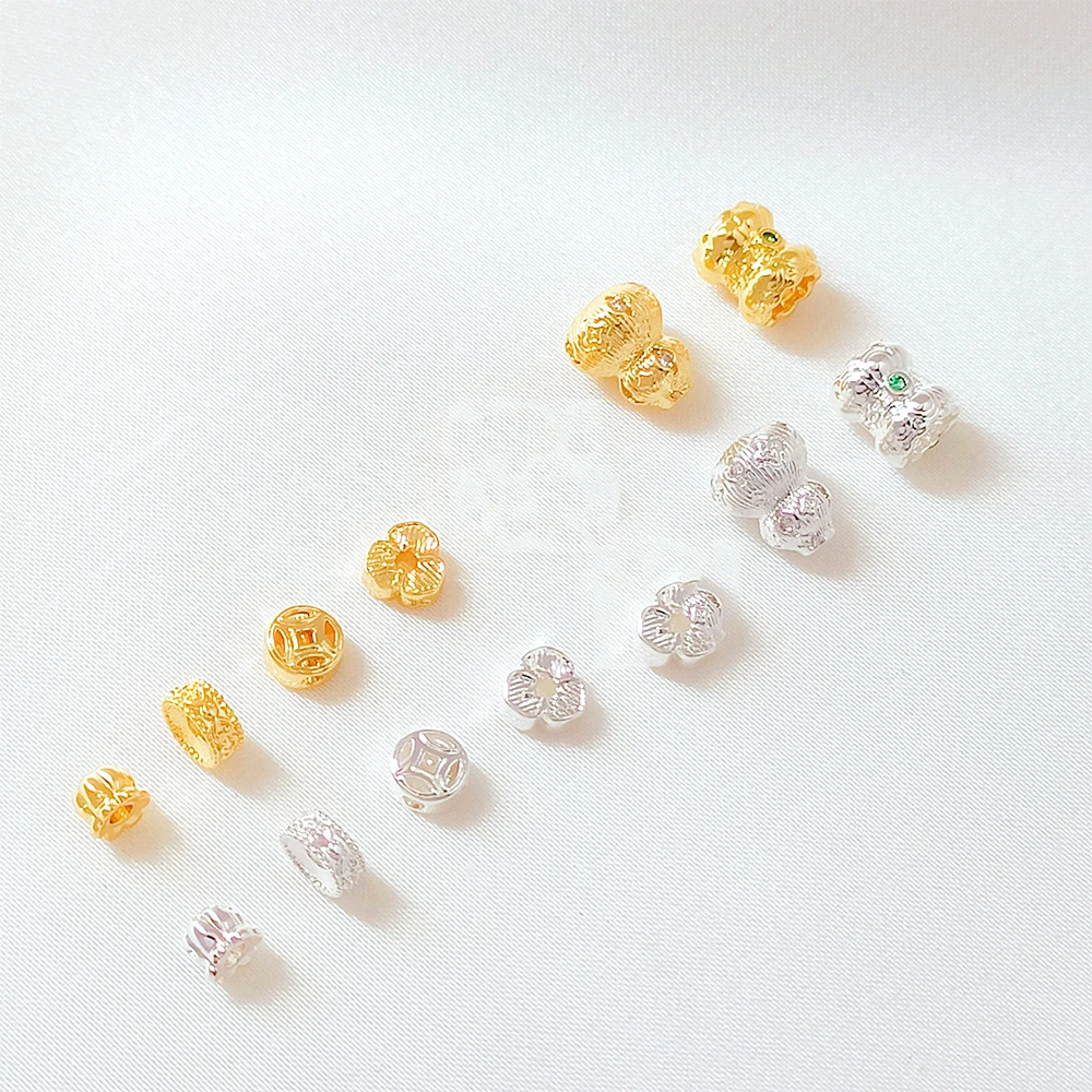 Brass Plated with Genuine Gold Mini Gourd Coin Flower Bud Flat Separated Bead DIY Makes Fashionable Jewelry Accessories