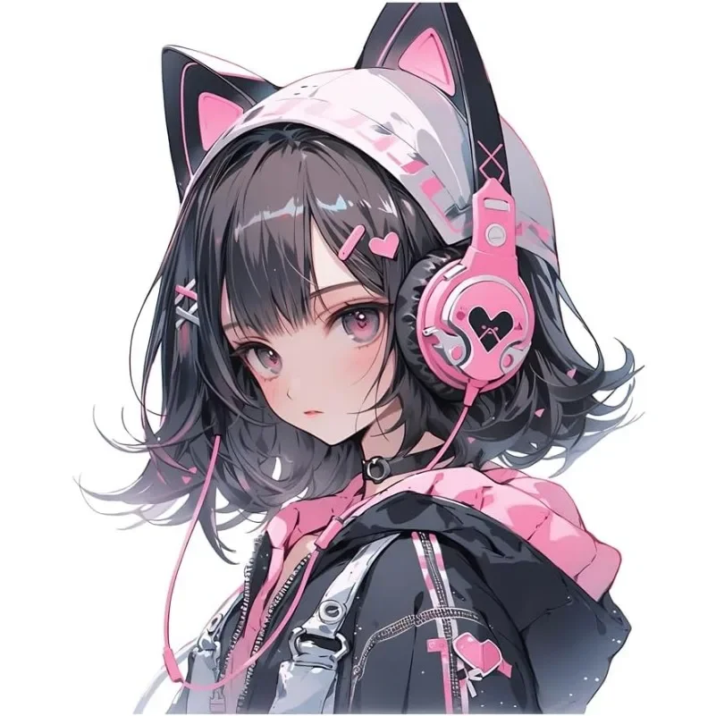 1PC Cute Urban Anime Girl Vinyl Sticker, Waterproof Decal for Helmet, Car Bumper, Luggage, Skateboard DIY Exterior Decor