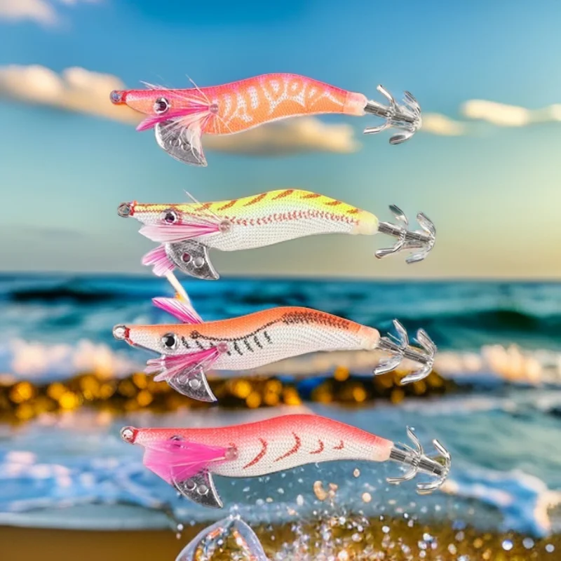 CHRISTashita-Leurre de pêche, gabarits de calmar Shoous avec hameçon 2.0 #, pêche de poulpe, 4 pièces par sac