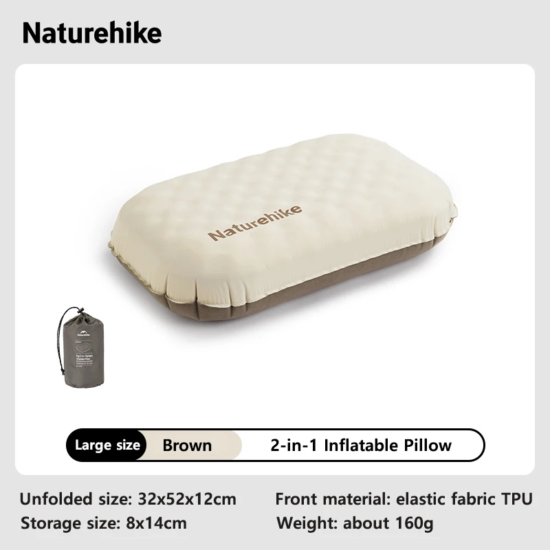 Naturehike 2-in-1 Camping aufblasbares Kissen, tragbar, wasserdicht, verstellbar, Lendenwirbelsäule, Nackenkissen, bequemes Outdoor-Reisekissen