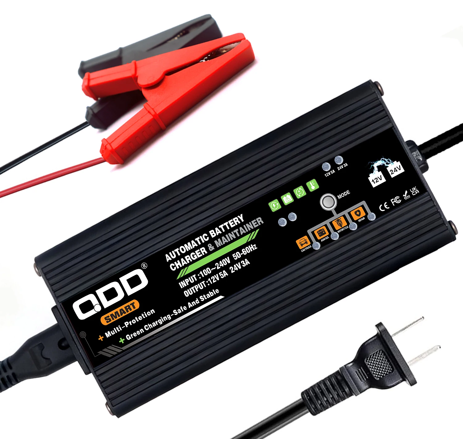

QDD 12 В 5 А/24 В 3 А автомобильное зарядное устройство, зарядное устройство, поплавковое зарядное устройство с разъемом типа «крокодил»
