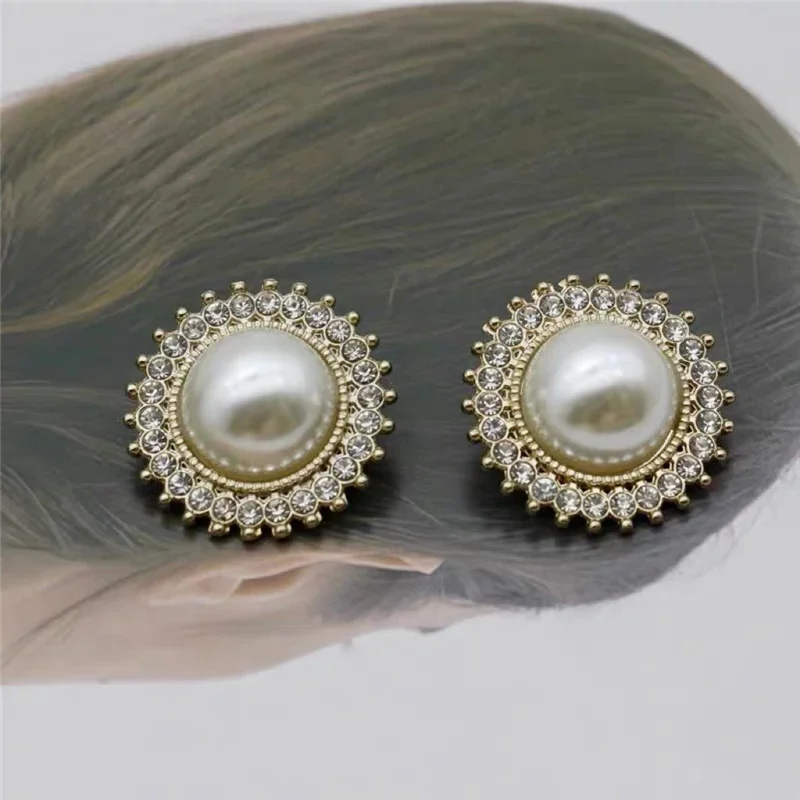 Bottoni con diamanti tempestati di perle per la decorazione di abbigliamento da donna, super belli, alla moda, di lusso, 10 pezzi, 20 mm, 25 mm