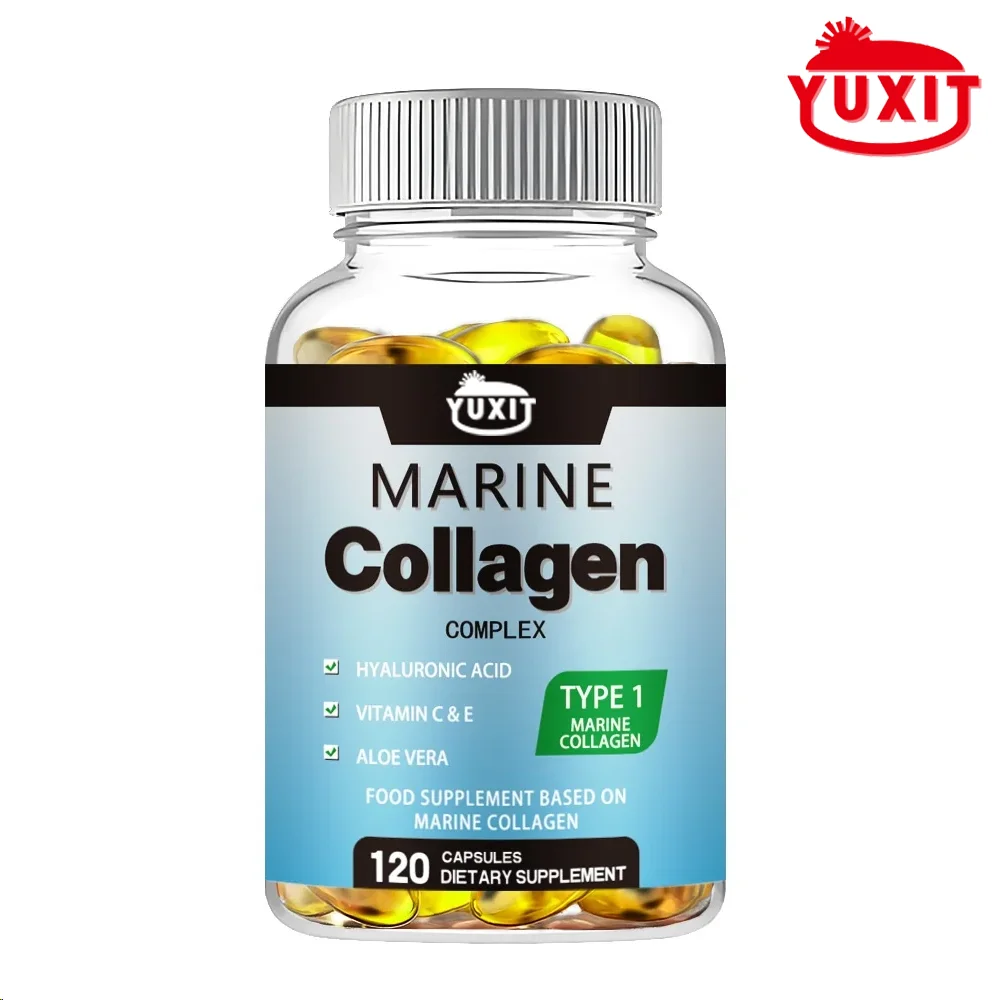 YUXIT Male and Female Vitamin Collagen Type I, II, III, V Multiple Collagen Capsules - Grass Feed, Non GMO 120 capsules