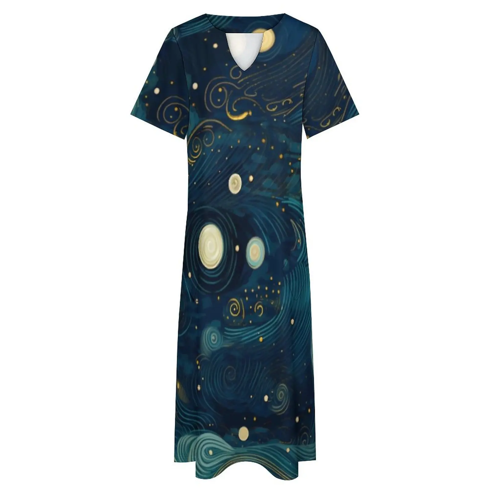 Sterrennacht Sky Jurk Zomer Van Gogh Beroemd Schilderij Street Fashion Boho Strand Lange Jurken Dames Maxi Jurk 3XL 4XL 5XL