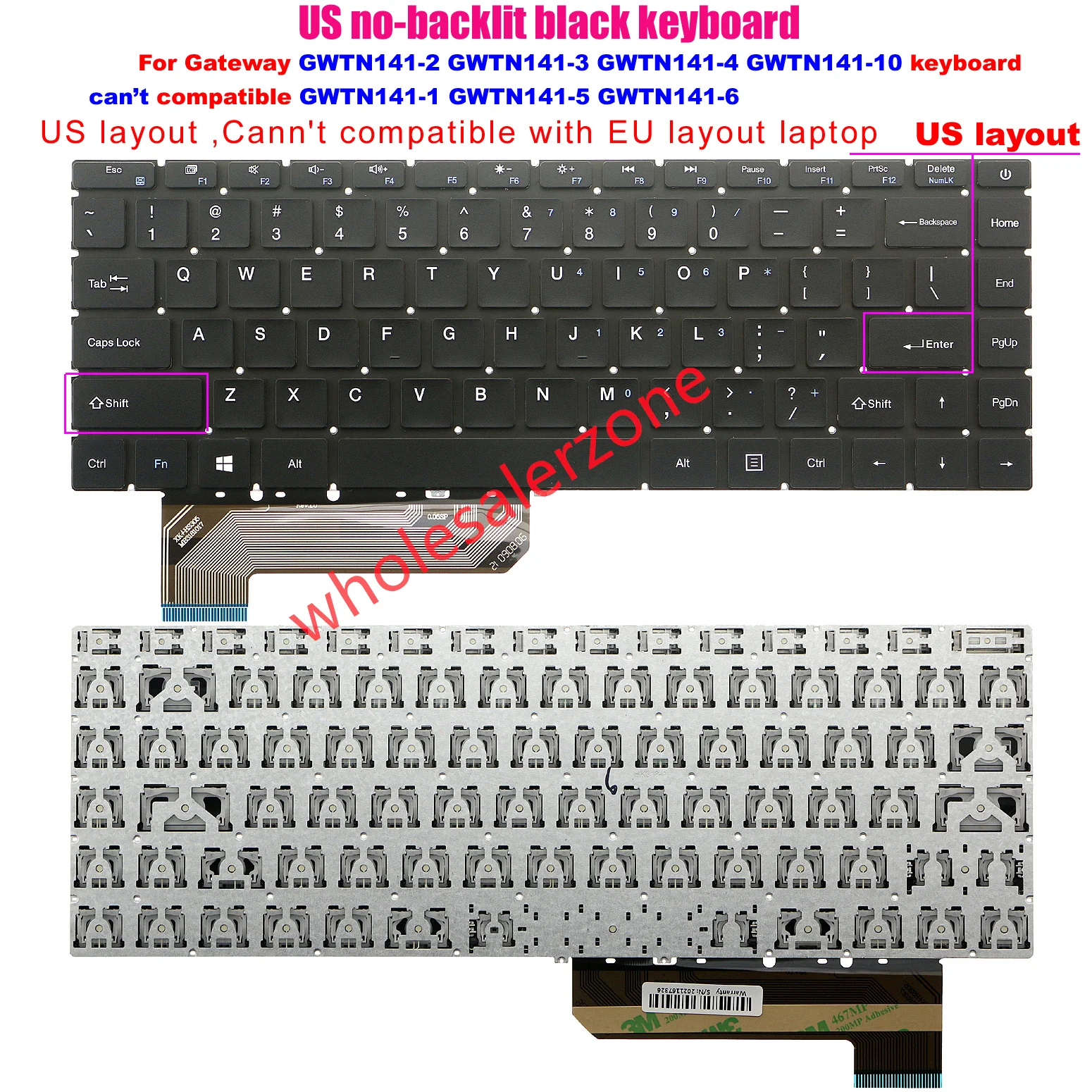 

Keyboard For Gateway GWTN141-4,GWTN141-2,GWTN141-3,GWTN141-10 Series GWTN141-4BK GWTN141-4BL GWTN141-4RG laptop US layout