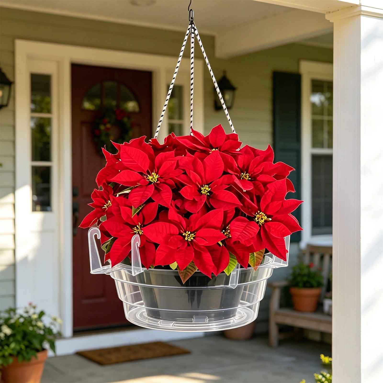6 Pcs Set Hanging Flower Pot Trays Round Water Catch Tray Transparent Plant Drip Holder for Gardening Balcony Window Decoration