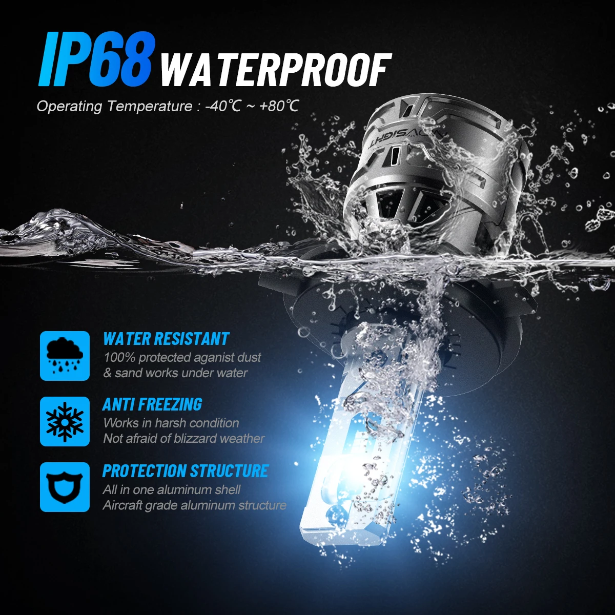 NOVSIGHT N61 السلسلة العامة اللاسلكية |   H4 H7 H11 H13 9004 9005 9006 9007 9012 LED المصابيح الأمامية 100W 6500K الأبيض |   2 لمبات