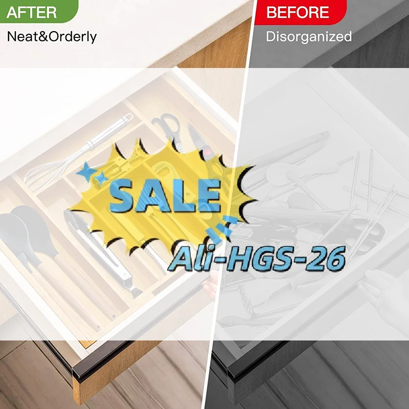 

Adjustable Expandable Bamboo Drawer Organizer - Multi-Size Divider for Cutlery, Knives & Utensils in Kitchen,Bedroom,Living Room