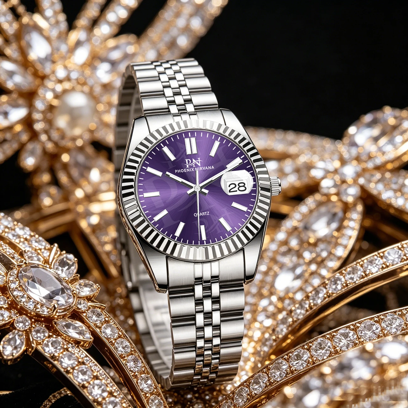 2026 New PN Luxury Waterproof Ladies Quartz Watch Large Dial Classic Stainless Steel Band with Date Display Same Style