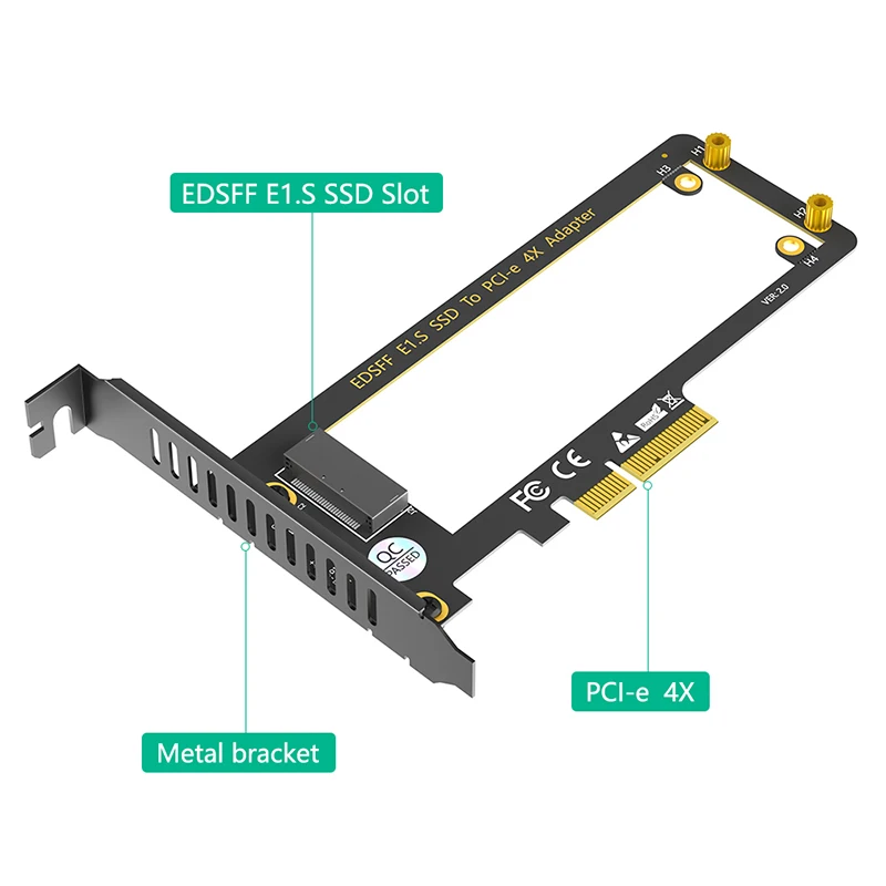 Nowy adapter EDSFF EDSFF E1.S na kartę rozszerzeń PCI Express 4.0 X4, wspornik, obsługa grubości 9,5/15/25 mm, E1.S SSD PM9A3 PM9D3 P5801X — zdjęcie produktu 3