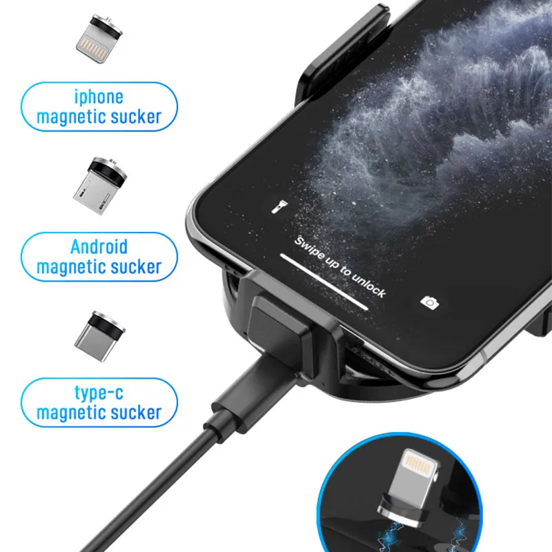 15W Qi Wireless Fast Charger CD Slot Phone Holder Car Magnetic Air Vent Mount Charger Smart Sensor Phone Holder