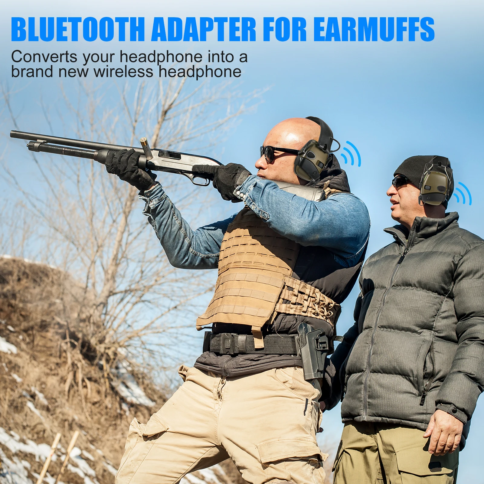 HL Bluetooth Adapter Design for Howard Leight for Shooting Earmuffs Convert Wire Headphone to Wireless One for Hunting