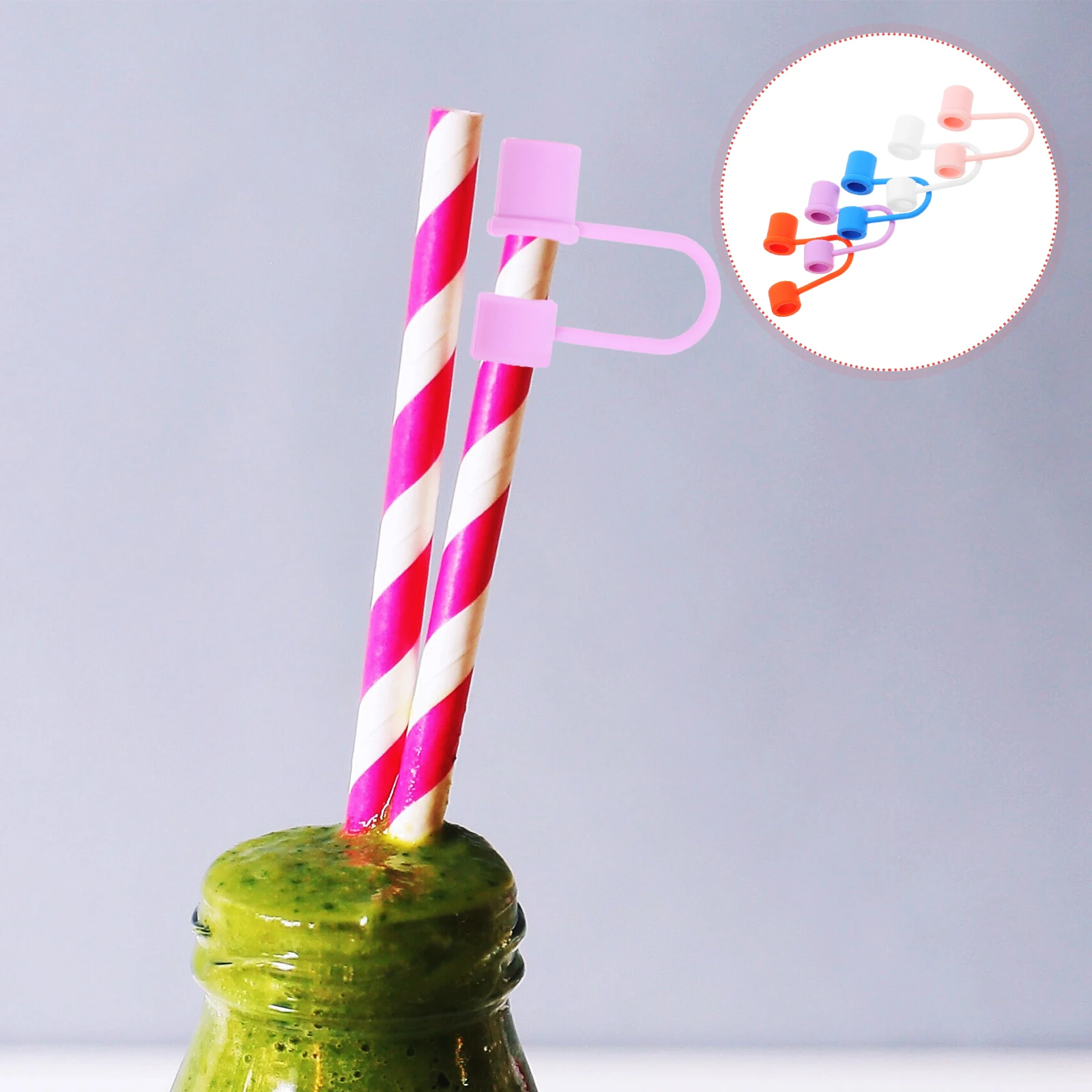 

10pcs Covers Cute Cartoon Straw Tip Protectors Silicone Drinking Pipe Caps Washable Reusable Decorative Straw Lids For Party