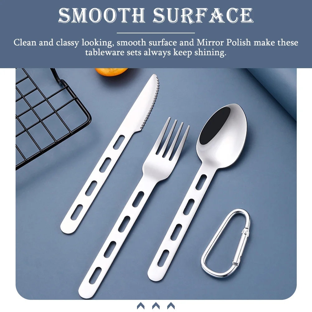 

Picnic Portable Camping Tableware Adjustable Stainless Steel Spoon Travel Spoons