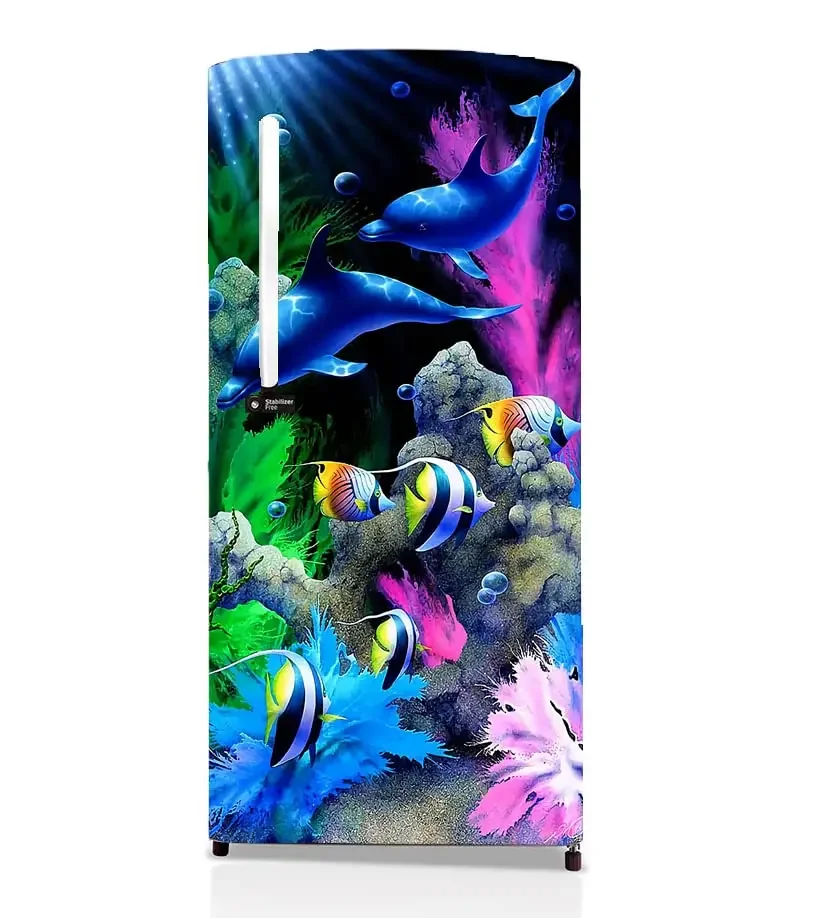 Cartoon Marine Life Refrigerator Stickers Underwater World Animals Fridge Sticker Wallpaper Home Decor Mural Decal Self-adhesive