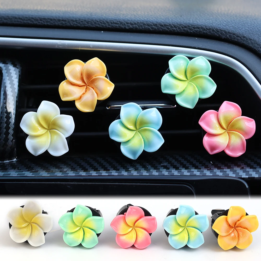 Car Air Vent Aromatherapy Clip Resin Egg Flower Decoration Fragrance Clip Air Purifier Auto Air Outlet Plumeria Fragrance Holder