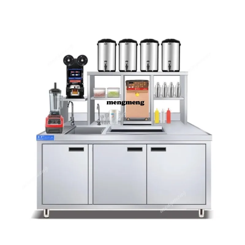 Milk Bubble Tea Popping Boba Water Bar Cabinet Table Bubble Tea Bar Counter Restuarant Offee Shop